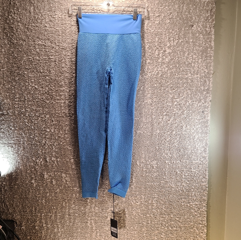Ryderwear Blue Honeycomb Scrunch Seamless Leggings Size Small Polyamide NWT